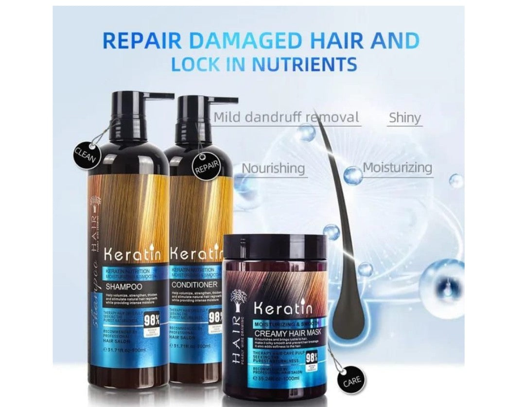 Keratin Moisturizing Shampoo & Conditioner Set - 900ml